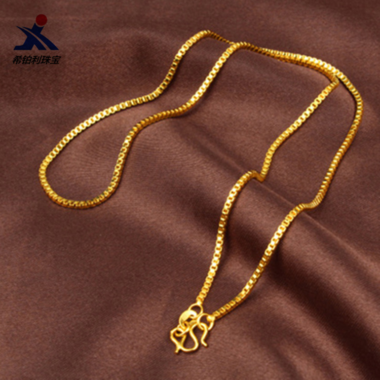 AU999 Box Chain Necklace Women - Bar Cart Gold ulasan dan harga