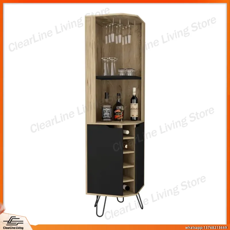 Corner Bar Cabinet with 6 Buil - Home Bar Shelves ulasan dan harga