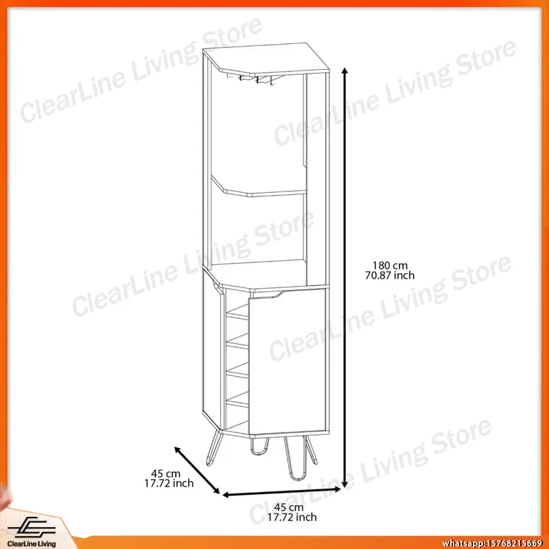 Corner Bar Cabinet with 6 Buil - Home Bar Shelves ulasan dan harga