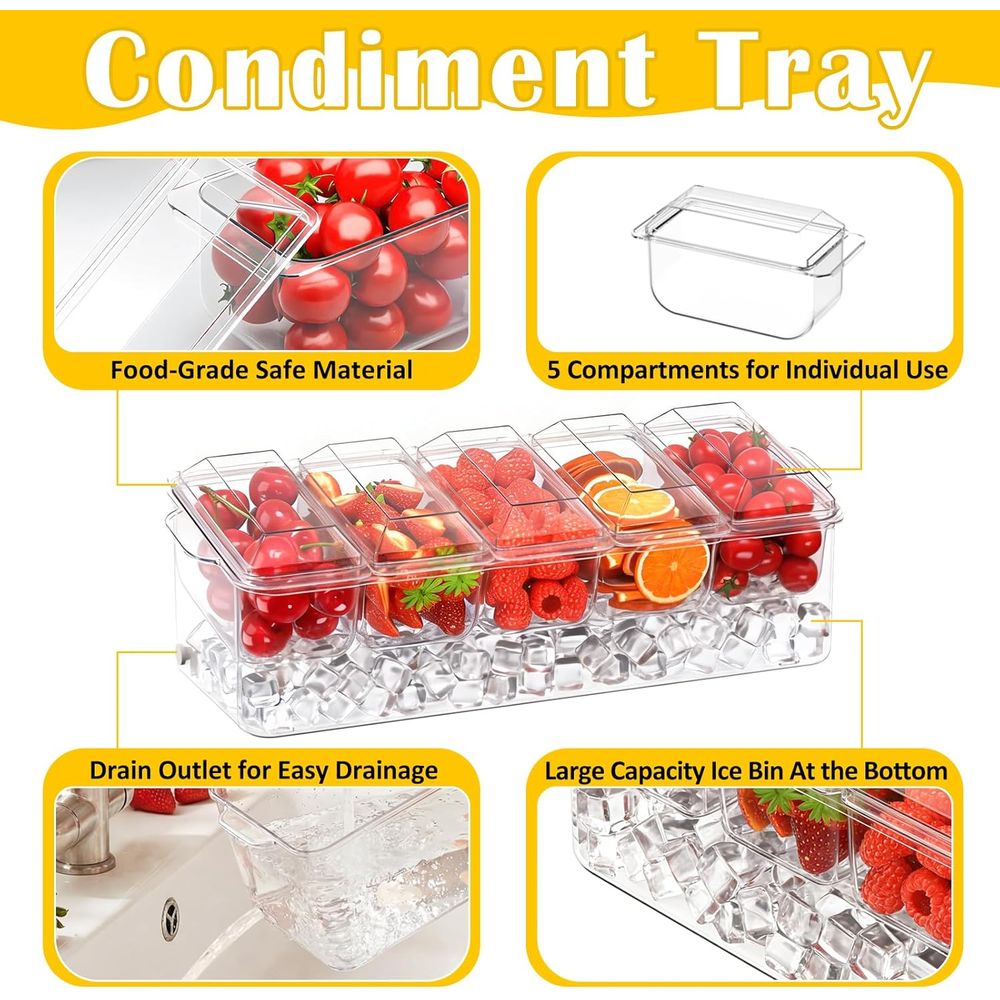 Condiment Tray, Chilled Server - Garnish Tray Set ulasan dan harga