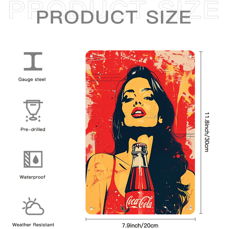 1PC 2D Flat Vintage Coca Cola  - Home Bar And Coffee ulasan dan harga
