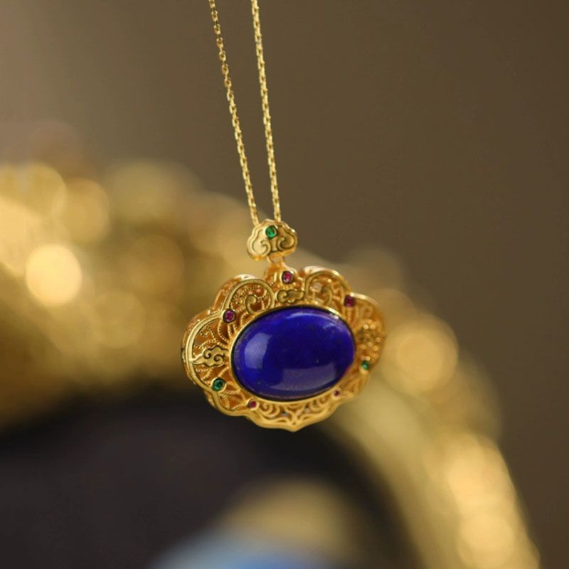 Classical lapis lazuli necklac - Bar Cart Gold ulasan dan harga
