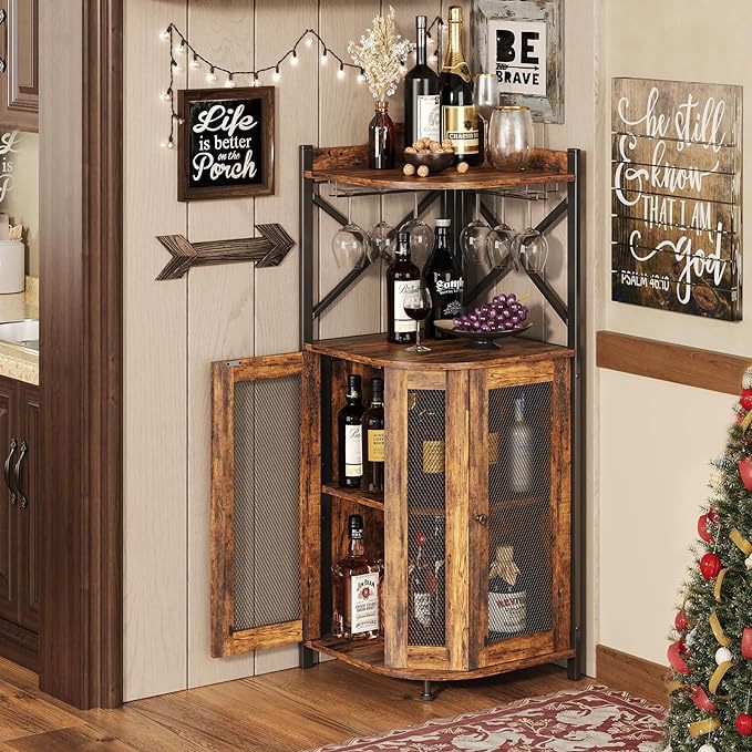 Corner Bar Cabinet with Glass  - Home Bar And Cabinet ulasan dan harga