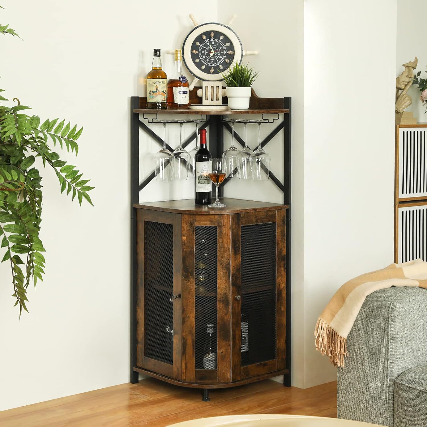Corner Bar Cabinet with Glass  - Home Bar And Cabinet ulasan dan harga