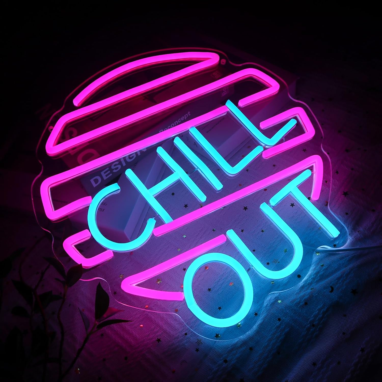 Chill Out Neon Sign for Wall D - Home Bar Lounge ulasan dan harga