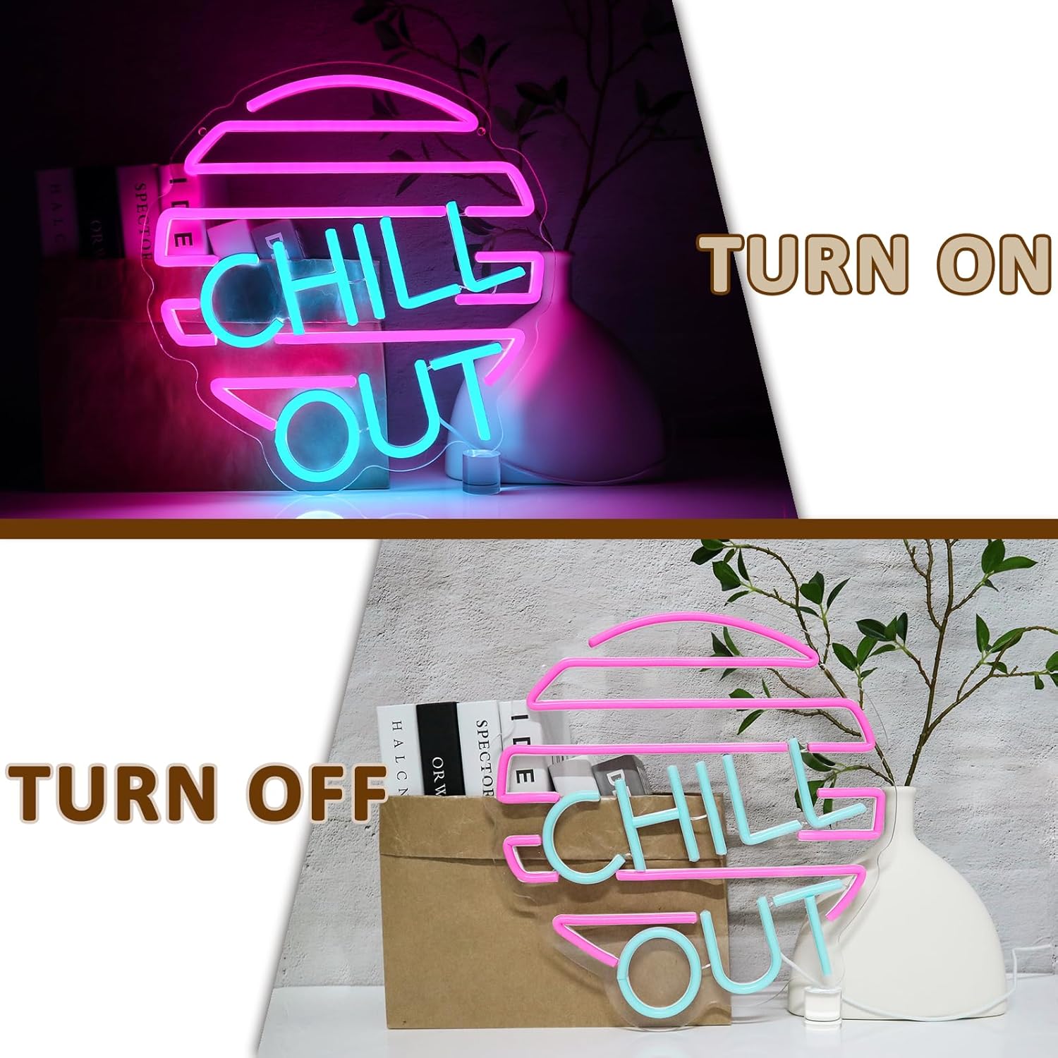 Chill Out Neon Sign for Wall D - Home Bar Lounge ulasan dan harga