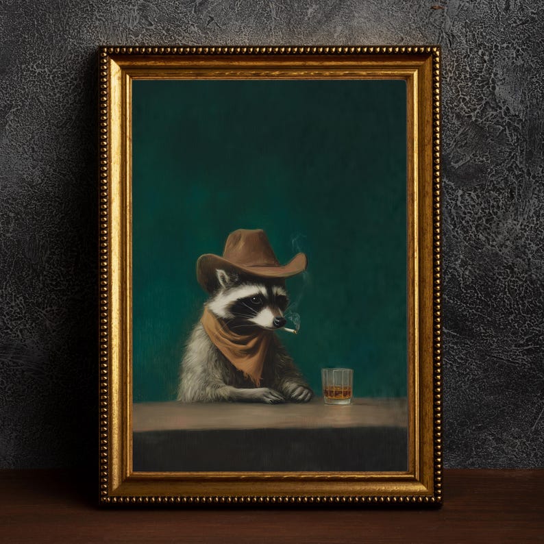 Vintage Funny Smoking Raccoon  - Home Bar Lounge ulasan dan harga
