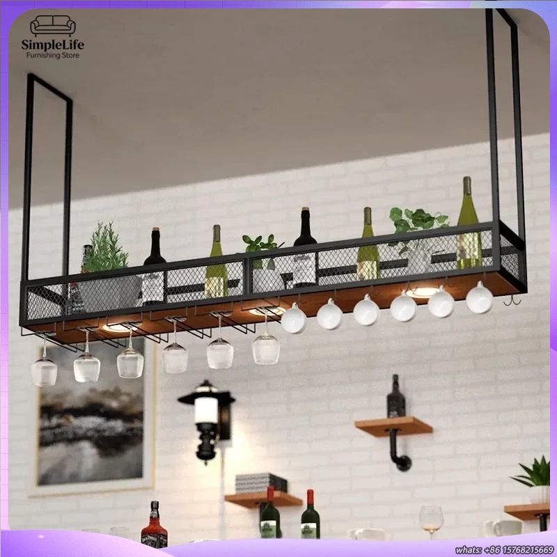 Open Wine Rack Bar Cabinet wit - Home Bar Shelves ulasan dan harga