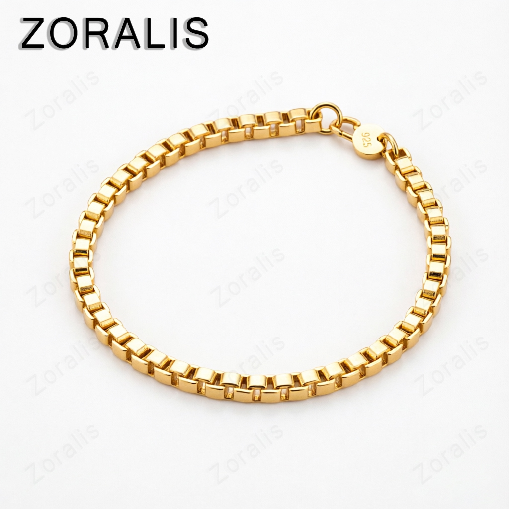 Exquisite 18K Gold 4mm Box Cha - Bar Cart Gold ulasan dan harga